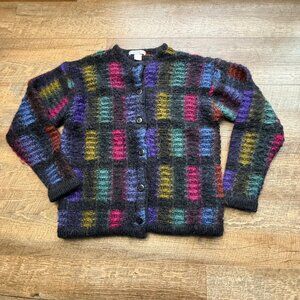 Vintage Le Moda Knitwear Cardigan Sweater Women Small Mohair Blend Colorful